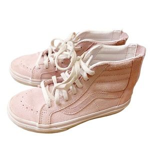 ꜱᴏʟᴅ▪️Vans Skater Pink High Tops with Back Zipper Youth size 13 suede